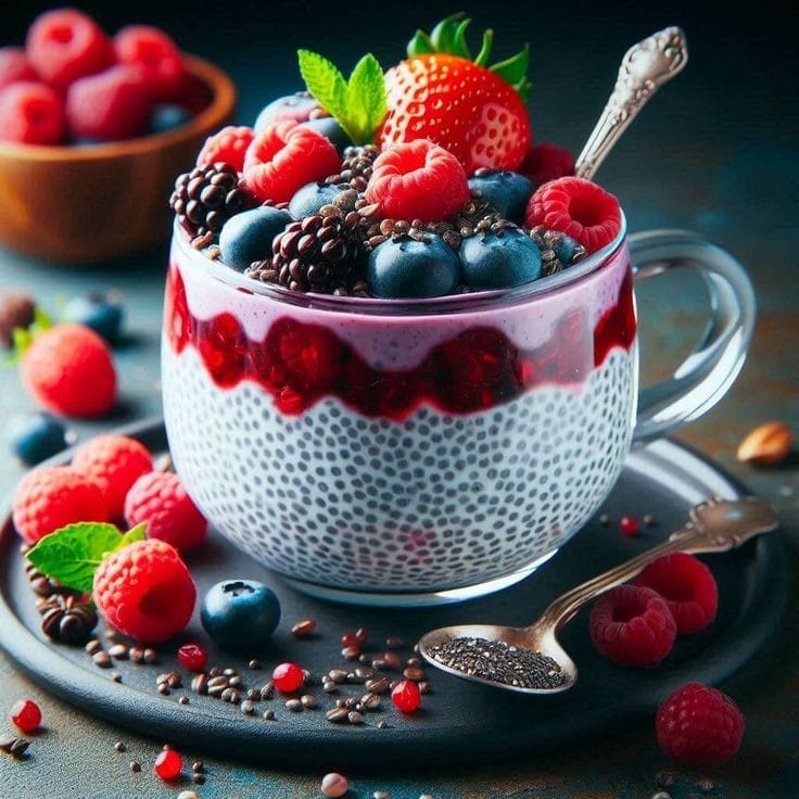 pudim-fit-de-chia-com-toque-da-frutas-vermelha Pudim Fit de Chia com Toque de Frutas Vermelhas - Fácil, Saudável e Irresistível - mesacheia
